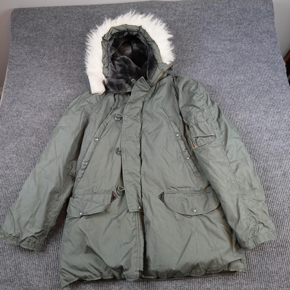 Vintage N-3B Parka Coat Mens Medium Green Extreme Cold Weather 80s Army